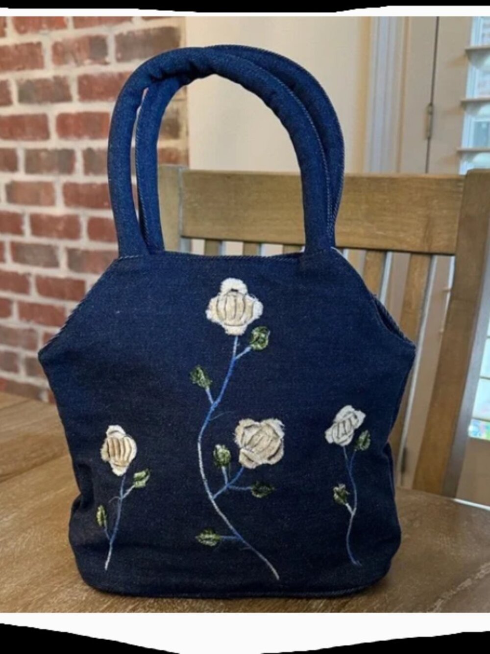 New Origins Denim Floral Embroidered Tote – Artisan Blue Carryall